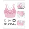 imageMAGCOMSEN Womens Strappy Sports Bra Padded Backless Sexy Low Impact MoistureWicking Wireless for Yoga Workout FitnessLight Pink
