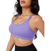 imageMAGCOMSEN Womens Strappy Sports Bra Padded Backless Sexy Low Impact MoistureWicking Wireless for Yoga Workout FitnessLight Purple