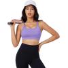 imageMAGCOMSEN Womens Strappy Sports Bra Padded Backless Sexy Low Impact MoistureWicking Wireless for Yoga Workout FitnessLight Purple