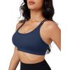 imageMAGCOMSEN Womens Strappy Sports Bra Padded Backless Sexy Low Impact MoistureWicking Wireless for Yoga Workout FitnessNavy Blue