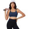 imageMAGCOMSEN Womens Strappy Sports Bra Padded Backless Sexy Low Impact MoistureWicking Wireless for Yoga Workout FitnessNavy Blue