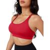 imageMAGCOMSEN Womens Strappy Sports Bra Padded Backless Sexy Low Impact MoistureWicking Wireless for Yoga Workout FitnessRed