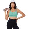 imageMAGCOMSEN Womens Strappy Sports Bra Padded Backless Sexy Low Impact MoistureWicking Wireless for Yoga Workout FitnessWaterfall Green