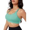 imageMAGCOMSEN Womens Strappy Sports Bra Padded Backless Sexy Low Impact MoistureWicking Wireless for Yoga Workout FitnessWaterfall Green