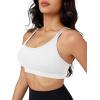 imageMAGCOMSEN Womens Strappy Sports Bra Padded Backless Sexy Low Impact MoistureWicking Wireless for Yoga Workout FitnessWhite