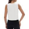 imageMAGCOMSEN Womens Workout Tank Tops Sleeveless Yoga Shirts Cropped Loose Fit Athletic Dry Fit Moisture WickingWhite