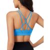 imageMAGCOMSEN Womens Strappy Sports Bra Padded Backless Sexy Low Impact MoistureWicking Wireless for Yoga Workout FitnessAzure Blue