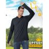 imageMAGCOMSEN Mens UPF 50 Sun Protection Hoodie Lightweight Long Sleeve Rash Guard Shirts Fishing Swim Athletic WorkoutBlack