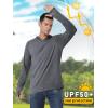 imageMAGCOMSEN Mens UPF 50 Sun Protection Hoodie Lightweight Long Sleeve Rash Guard Shirts Fishing Swim Athletic WorkoutDark Grey
