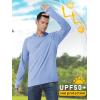 imageMAGCOMSEN Mens UPF 50 Sun Protection Hoodie Lightweight Long Sleeve Rash Guard Shirts Fishing Swim Athletic WorkoutLight Blue
