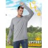 imageMAGCOMSEN Mens UPF 50 Sun Protection Hoodie Lightweight Long Sleeve Rash Guard Shirts Fishing Swim Athletic WorkoutLight Grey