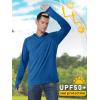 imageMAGCOMSEN Mens UPF 50 Sun Protection Hoodie Lightweight Long Sleeve Rash Guard Shirts Fishing Swim Athletic WorkoutMiddle Blue