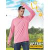 imageMAGCOMSEN Mens UPF 50 Sun Protection Hoodie Lightweight Long Sleeve Rash Guard Shirts Fishing Swim Athletic WorkoutPink