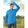 imageMAGCOMSEN Mens UPF 50 Sun Protection Hoodie Lightweight Long Sleeve Rash Guard Shirts Fishing Swim Athletic WorkoutSea Blue