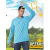 imageMAGCOMSEN Mens UPF 50 Sun Protection Hoodie Lightweight Long Sleeve Rash Guard Shirts Fishing Swim Athletic WorkoutWater Blue