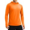 imageMAGCOMSEN Mens UPF 50 Sun Protection Shirts Quick Dry Long Sleeve Rash Guard Lightweight Hoodie Shirt Fishing RunningOrange
