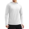 imageMAGCOMSEN Mens UPF 50 Sun Protection Shirts Quick Dry Long Sleeve Rash Guard Lightweight Hoodie Shirt Fishing RunningWhite