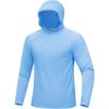 imageMAGCOMSEN Mens UPF 50 Sun Protection Shirts Quick Dry Long Sleeve Rash Guard Lightweight Hoodie Shirt Fishing RunningBlue