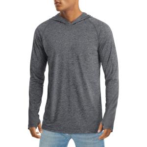 imageMAGCOMSEN Mens UPF 50 Sun Protection Hoodie Lightweight Long Sleeve Rash Guard Shirts Fishing Swim Athletic WorkoutDark Grey