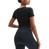 imageMAGCOMSEN Womens Crop Workout Tops Yoga Short Sleeve Athletic Shirts Cropped Slim Fit Gym Clothes Tight Tshirt ExerciseBlack