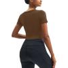 imageMAGCOMSEN Womens Crop Workout Tops Yoga Short Sleeve Athletic Shirts Cropped Slim Fit Gym Clothes Tight Tshirt ExerciseBrown