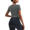 imageMAGCOMSEN Womens Crop Workout Tops Yoga Short Sleeve Athletic Shirts Cropped Slim Fit Gym Clothes Tight Tshirt ExerciseGray