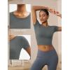 imageMAGCOMSEN Womens Crop Workout Tops Yoga Short Sleeve Athletic Shirts Cropped Slim Fit Gym Clothes Tight Tshirt ExerciseGray