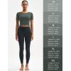 imageMAGCOMSEN Womens Crop Workout Tops Yoga Short Sleeve Athletic Shirts Cropped Slim Fit Gym Clothes Tight Tshirt ExerciseGray Green