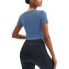 imageMAGCOMSEN Womens Crop Workout Tops Yoga Short Sleeve Athletic Shirts Cropped Slim Fit Gym Clothes Tight Tshirt ExerciseHaze Blue