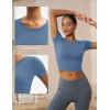 imageMAGCOMSEN Womens Crop Workout Tops Yoga Short Sleeve Athletic Shirts Cropped Slim Fit Gym Clothes Tight Tshirt ExerciseHaze Blue