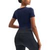 imageMAGCOMSEN Womens Crop Workout Tops Yoga Short Sleeve Athletic Shirts Cropped Slim Fit Gym Clothes Tight Tshirt ExerciseNavy