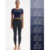 imageMAGCOMSEN Womens Crop Workout Tops Yoga Short Sleeve Athletic Shirts Cropped Slim Fit Gym Clothes Tight Tshirt ExerciseNavy
