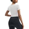 imageMAGCOMSEN Womens Crop Workout Tops Yoga Short Sleeve Athletic Shirts Cropped Slim Fit Gym Clothes Tight Tshirt ExerciseWhite
