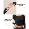 imageMAGCOMSEN Womens Long Sleeve Crop Workout Tops Yoga Slim Fit Athletic Cropped Shirts Running Gym Exercise Pilates ClothesBlack