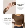 imageMAGCOMSEN Womens Long Sleeve Crop Workout Tops Yoga Slim Fit Athletic Cropped Shirts Running Gym Exercise Pilates ClothesDark Brown