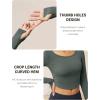 imageMAGCOMSEN Womens Long Sleeve Crop Workout Tops Yoga Slim Fit Athletic Cropped Shirts Running Gym Exercise Pilates ClothesDark Gray Green