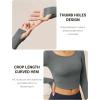 imageMAGCOMSEN Womens Long Sleeve Crop Workout Tops Yoga Slim Fit Athletic Cropped Shirts Running Gym Exercise Pilates ClothesGrey