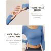 imageMAGCOMSEN Womens Long Sleeve Crop Workout Tops Yoga Slim Fit Athletic Cropped Shirts Running Gym Exercise Pilates ClothesHaze Blue