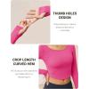 imageMAGCOMSEN Womens Long Sleeve Crop Workout Tops Yoga Slim Fit Athletic Cropped Shirts Running Gym Exercise Pilates ClothesRose Red