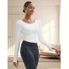 imageMAGCOMSEN Womens Long Sleeve Crop Workout Tops Yoga Slim Fit Athletic Cropped Shirts Running Gym Exercise Pilates ClothesWhite