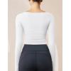 imageMAGCOMSEN Womens Long Sleeve Crop Workout Tops Yoga Slim Fit Athletic Cropped Shirts Running Gym Exercise Pilates ClothesWhite