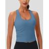 imageMAGCOMSEN Womens Workout Tank Tops with Built in Bra Athletic Racerback Support Tanks Padded Fitted Yoga Crop Gym ActivewearBlue