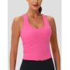imageMAGCOMSEN Womens Workout Tank Tops with Built in Bra Athletic Racerback Support Tanks Padded Fitted Yoga Crop Gym ActivewearRose Red