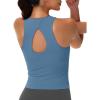 imageMAGCOMSEN Womens Workout Tank Tops with Built in Bra Athletic Racerback Support Tanks Padded Fitted Yoga Crop Gym ActivewearBlue