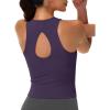 imageMAGCOMSEN Womens Workout Tank Tops with Built in Bra Athletic Racerback Support Tanks Padded Fitted Yoga Crop Gym ActivewearDeep Purple