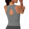 imageMAGCOMSEN Womens Workout Tank Tops with Built in Bra Athletic Racerback Support Tanks Padded Fitted Yoga Crop Gym ActivewearGrey