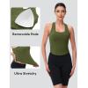 imageMAGCOMSEN Womens Crop Workout Tank Tops with Built in Bra Fitted Racerback Sleeveless Yoga Shirts CamisoleArmy Green