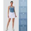 imageMAGCOMSEN Womens Crop Workout Tank Tops with Built in Bra Fitted Racerback Sleeveless Yoga Shirts CamisoleBlue
