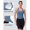 imageMAGCOMSEN Womens Crop Workout Tank Tops with Built in Bra Fitted Racerback Sleeveless Yoga Shirts CamisoleBlue