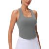 imageMAGCOMSEN Womens Crop Workout Tank Tops with Built in Bra Fitted Racerback Sleeveless Yoga Shirts CamisoleGrey